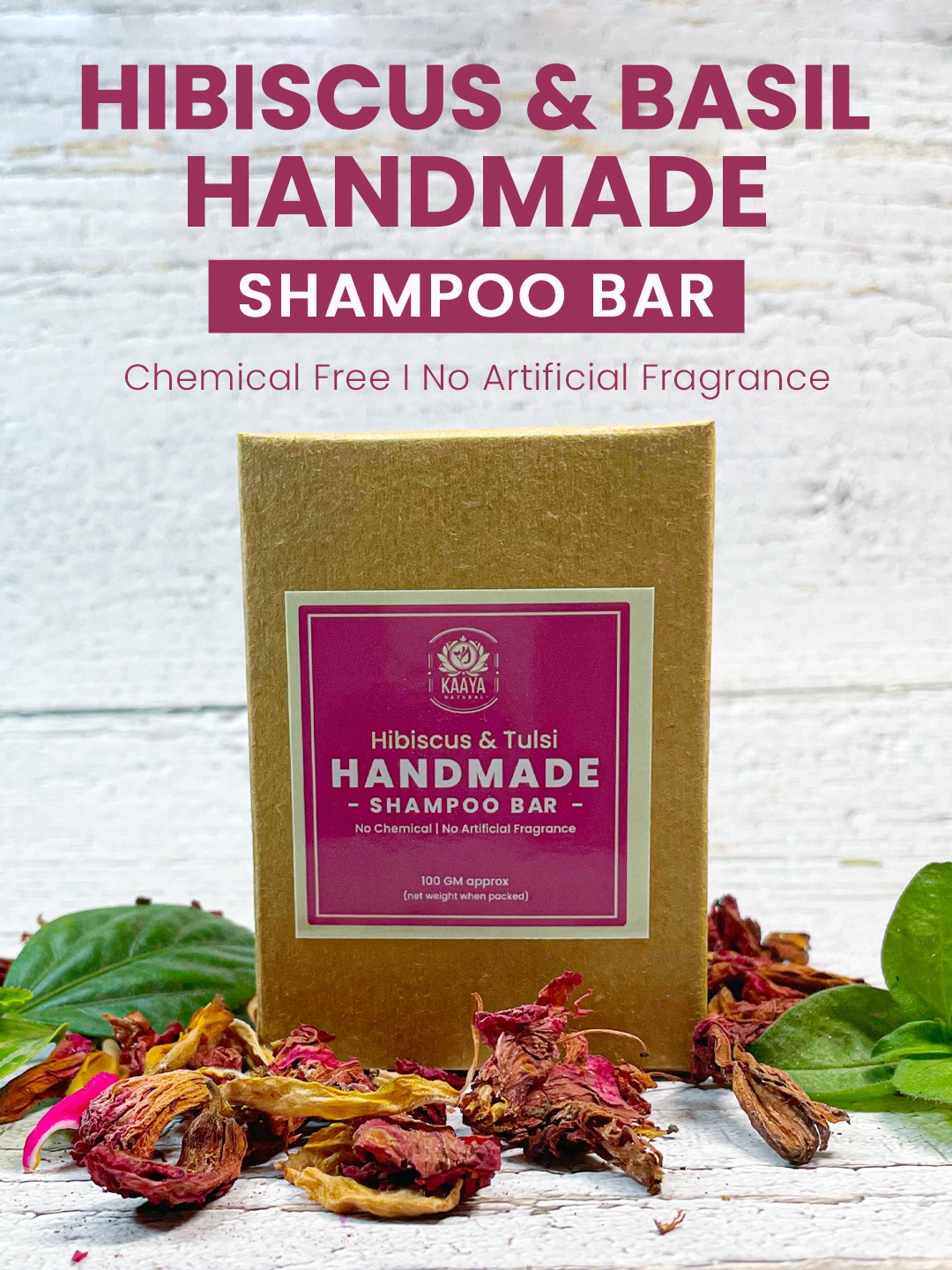 Kaaya Natural Hibiscus & Tulsi Handmade Shampoo Bar - Image 2