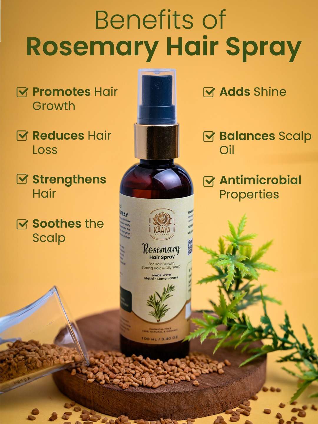 Kaaya Natural Rosemary Hair Oils & Spray Combo - Image 3