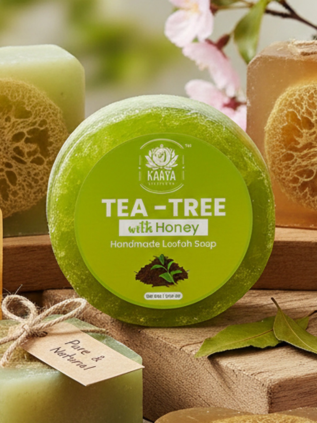 Kaaya Natural Tea Tree & Honey Handmade Loofah Soap - 100 GM - Image 5
