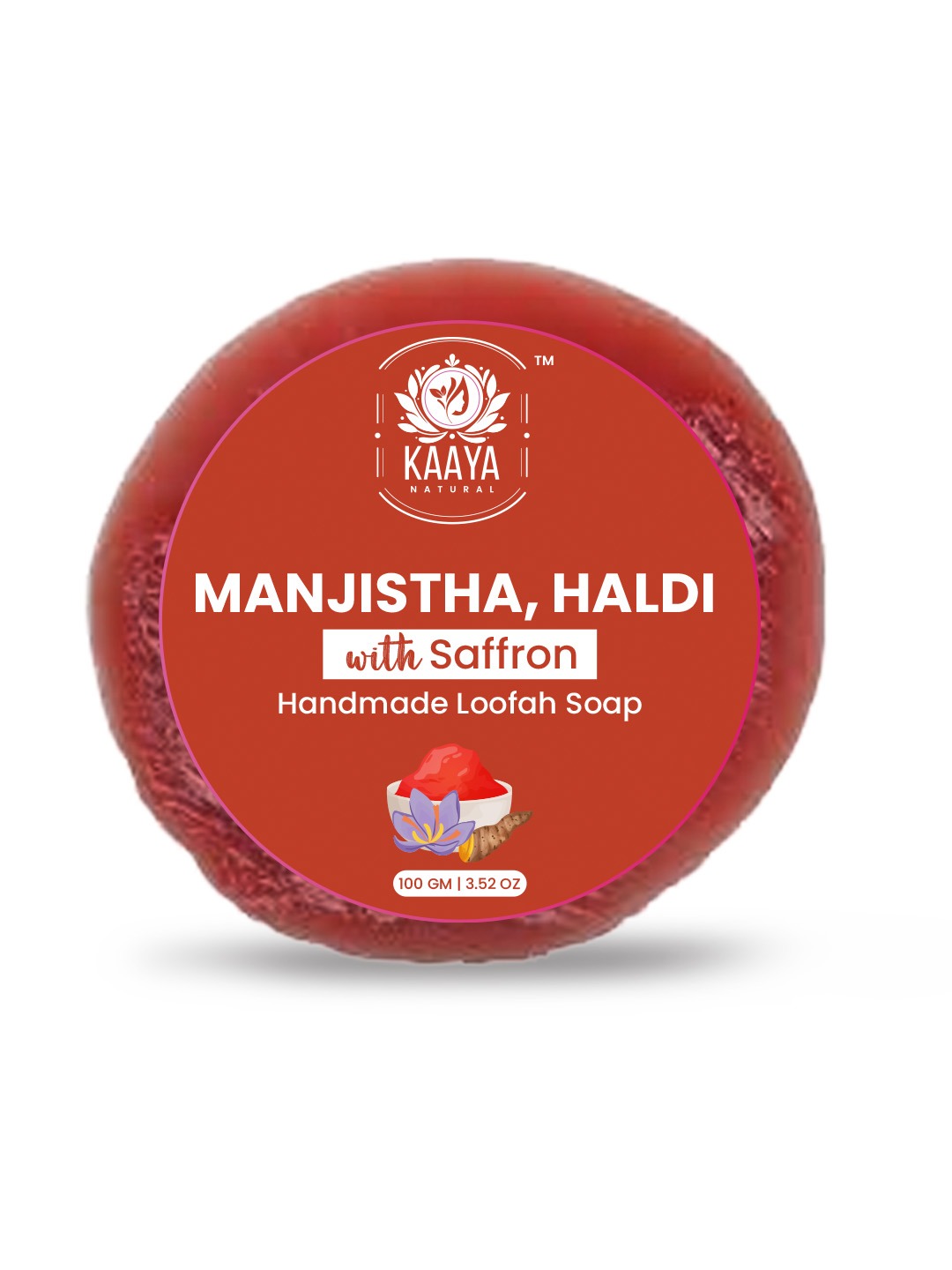 Kaaya Natural Manjistha, Haldi & Saffron Handmade Loofah Soap - 100 GM