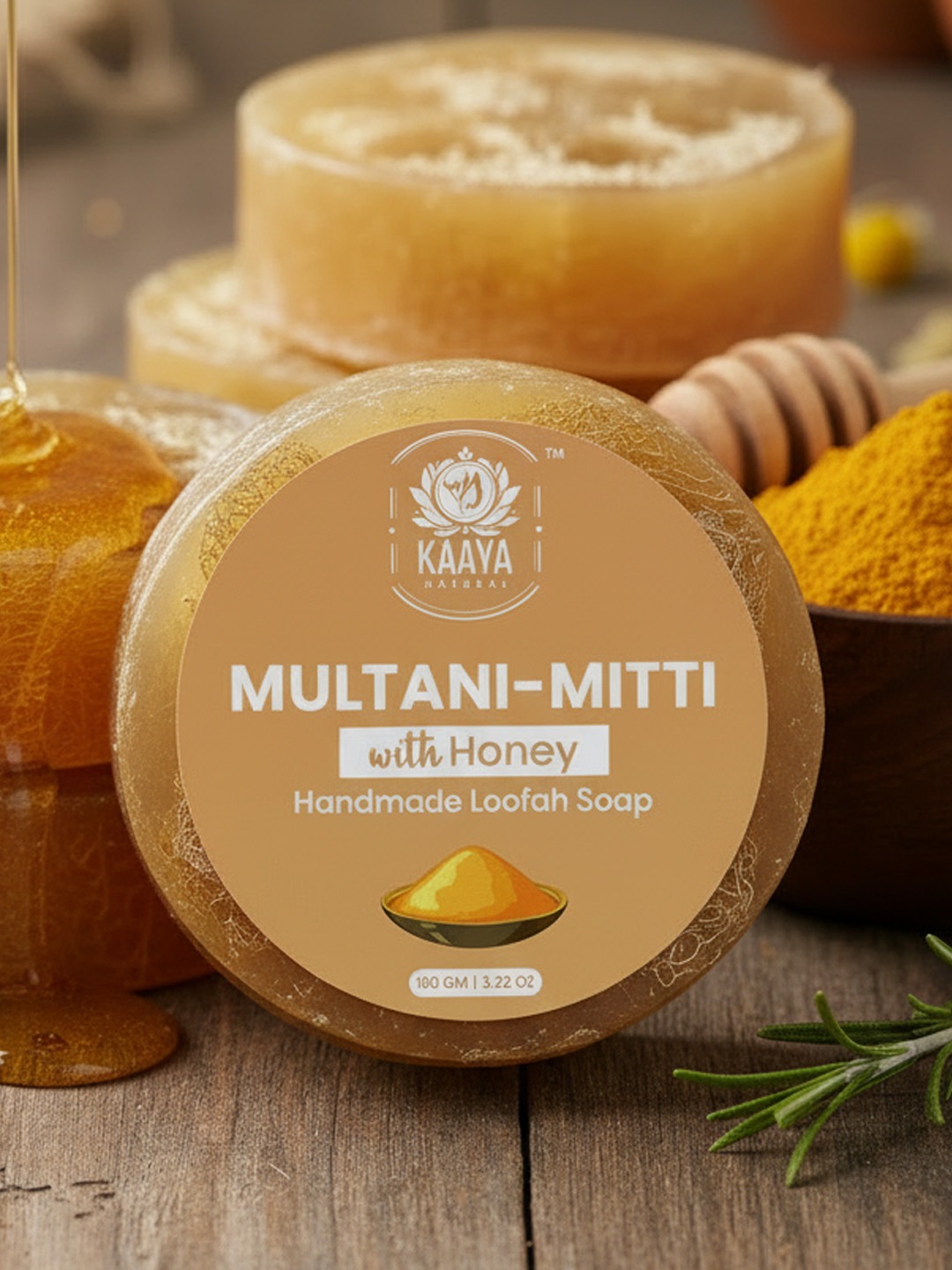 Kaaya Natural Multani Mitti & Honey Handmade Loofah Soap - 100 GM - Image 5